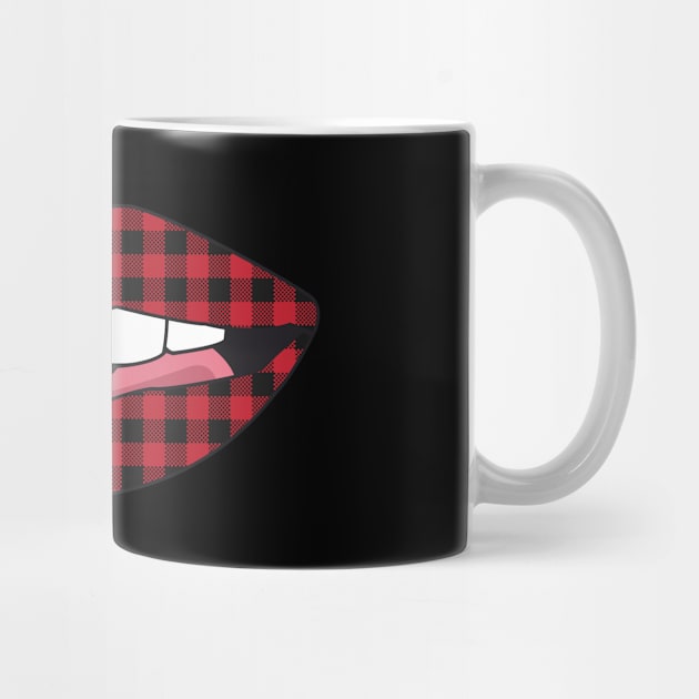 Vintage Lips Retro Style Tongue Flannel Pattern Popart Gift by HypeProjecT